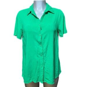 Princess Polly Linen Blend Shirt Chloe Kelly Lagenlook Short Sleeve Oversized S